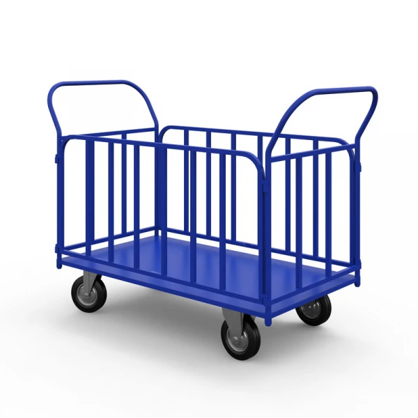 Тележка платформенная с трубчатыми бортами ТБ 3 (600х1000) г/п 550 кг.200 черная резина HV Market