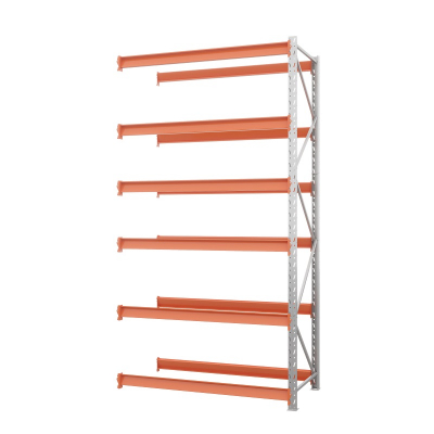 Секция приставная стеллажа металлического ОПТИМА, 4000х1250х785 мм. Полки: 6 шт. без настила HV Market