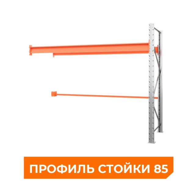 Секция приставная стеллажа металлического паллетного 2000х2700х1100 мм (85.1.5). Ярусы: пол+1 HV Market