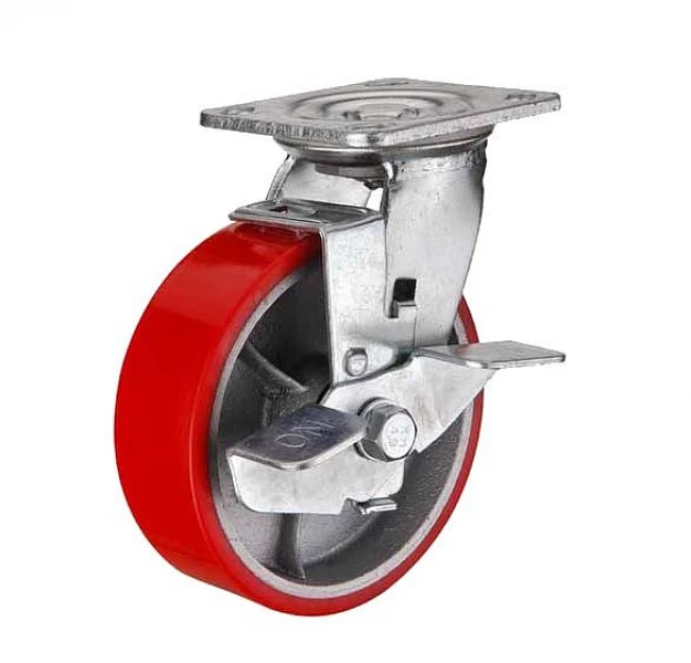 Колесо большегрузное полиуретановое SCPB 63 поворотное с тормозом ⌀150 HV Market