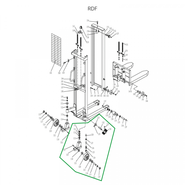 Колесная опора поворотная c тормозом в сборе для RDF HV Market